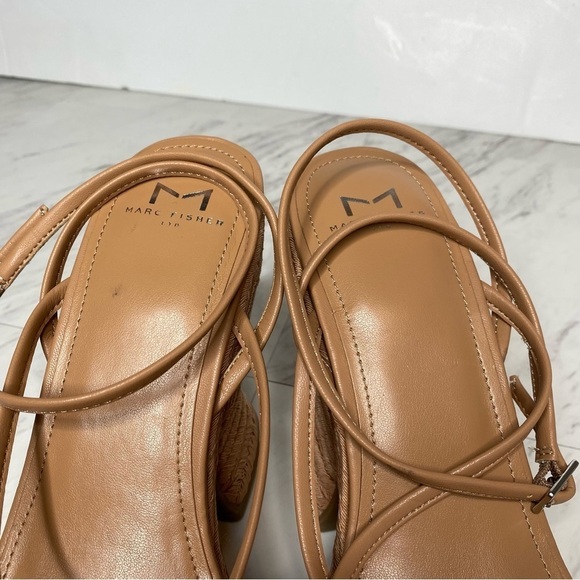 New! Marc Fisher Fetch Espadrille Faux Leather Wedge Sandal 9.5 - Picture 12 of 14